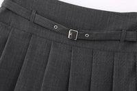 Low Waist Mini Plaid Casual Wide Pleated Culottes Skirt