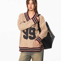Jacquard Autumn And Winter Loose Idle Style Knitted Top