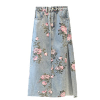 Large Design Split Denim Skirt