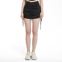Drawstring High Top Sports Short Skirt Women's Running Anti-exposure Yoga Shorts