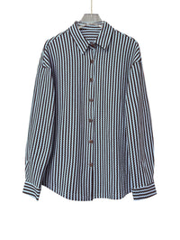 Women's Casual Loose-fit Long-sleeve Shirt With Vertical Stripes