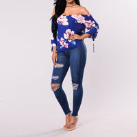 Ripped Slim Slim Pants Dark Temperament Denim Pants