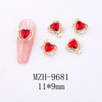 Glass New Year Nail Ornament Red Bow Accessories