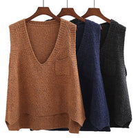 Women's Knitted Vest Spring And Autumn Plus Size Sleeveless Sweater Waistcoat Tops Outerwear Waistcoat