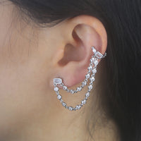 European And American Popular Round Zircon Square Zircon Ear Studs
