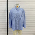 Plus Size Loose Casual Mid-length Short Front And Long Back Striped Shirt