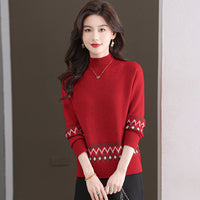 New Loose Slimming Inner Fashion Jacquard Knitted Bottoming Shirt Top