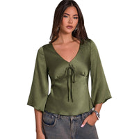 New Slim-fit Womens V-neck Pullover Shirt