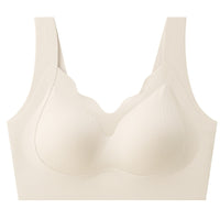 Seamless Warm Muscle Anti-gravity Wireless Fixed Cup V-neck Lifting Push Up Comfort Breathable Beauty Back Bra