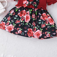 Girls' Printed Dress Headscarf Two-piece Set