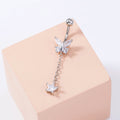 Temperament Micro-inlaid Tassel Long Butterfly Belly Button Nails