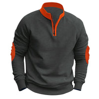 Stand Collar Pullover Half Zip Long Sleeve Coat