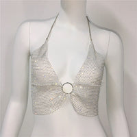 Net Red Elastic  Diamond Suspender Bra Women