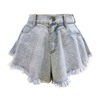 Denim shorts hot pants fake culottes