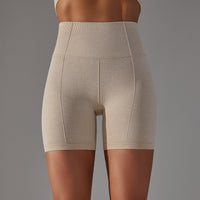 Women's Fashion Seamless Solid Color High Waisted Shorts