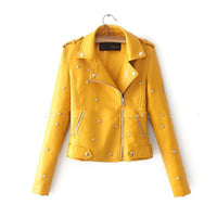 Women's leather jacket with rivet locomotive