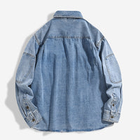 Heavy Washed Shirt Coat Men's Loose