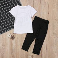 Girls' short sleeve long pants two piece set