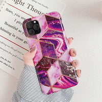 Electroplated geometric marble phone case