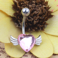 Download main imagesDownload description images2015 New Free Shipping Love Heart Belly  Ring Gem Angel Wing Belly Button Navel Rings Body Piercing jewelry
