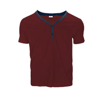 Short Sleeve Men's T-shirt Loose Henley Shirt