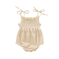 Boys And Girls Double-layer Cotton Crepe Adjustable Lace-up One-piece Romper