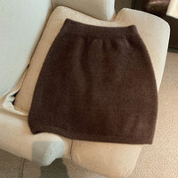 Women's Small High Waist Sheath Plush Skirt High-end
