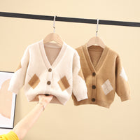 Children's cardigan crystal wool coat