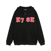 Alphanumeric Printing Plus Velvet Cardigan Sweater