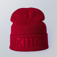 Solid color embossed knitted hat