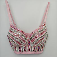 Bubble Bead Acrylic Hand-Sewn Rhinestone Fishbone Bra