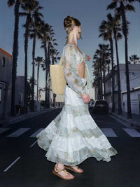 Chiffon Floral Stitching Low Waist Skirt