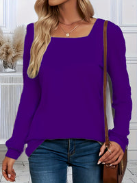Plus-size Women's Casual And Fashionable Square-neck Long-sleeve Top