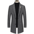 Men's Lapel medium length striped woolen coat