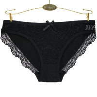 Women's solid color cotton lace panties