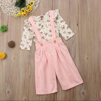 Wear Sleeve Floral Top   Bib Long Sleeve Two Girls Set