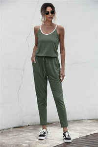 Summer New Color Matching Suspender Jumpsuit