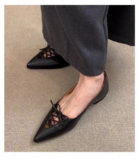 Womens Bow-Knot French Cutout Commuter Flat Shoes