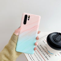 Gradient frosted coral marble phone case