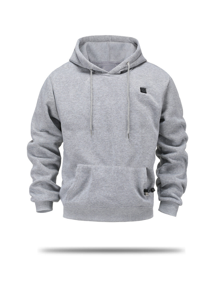 Men's USB Heating Brushed Hoody Warm