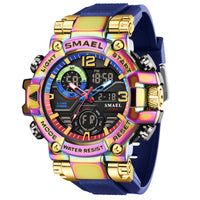 Mens Alloy Multicolor Multi-Function Dual-Display Sports Watch