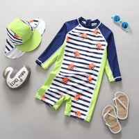 Navy Striped Swimsuit Boys Surf Suit Set