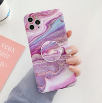 Compatible with Apple , Colorful Frosted Marble Mobile Phone Case