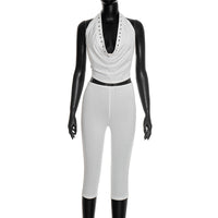 Strap-back High-waisted Capri Pants Set