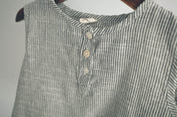 Korean Style Summer Children's Cotton And Linen Sleeveless Back Slit Vertical Stripe Vest