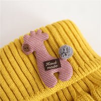 Pure Color Wool Knitted Cartoon Children's Scarf