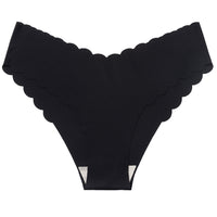 Simple Seamless Ice Silk Underwear With Wavy Edges V-Waist Comfortable Thong