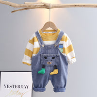 Children's T-shirt Shoulder Strap Jeans Two-piece Set