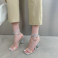 Rhinestone Ankle Strap Crystal Heel High Heels