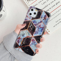 Electroplated geometric marble phone case